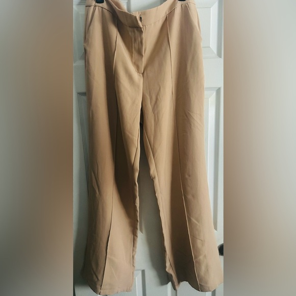 SHEIN Privé Plus Camel High Waist Wide Leg Pants 1XL - Picture 3 of 5